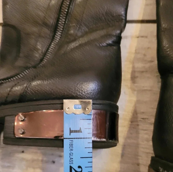 FERGIES Navaro black pebbled leather over the knee slant zip up boots Women's 8 - Picture 13 of 15